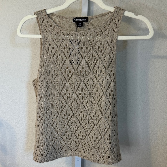 PrettyLittleThing Beige Crochet Tank Top - Picture 1 of 4